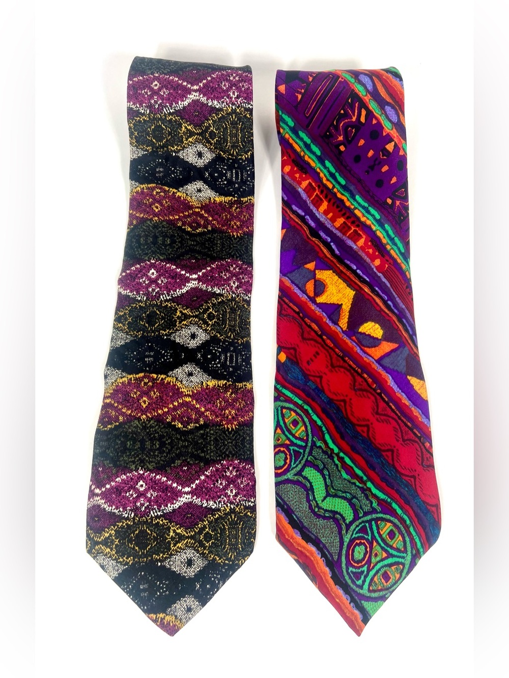 Coogi 90s Vintage Colorful Abstract Neck Ties Hip Hop Australia Lot of 2